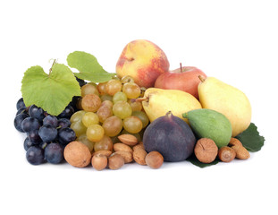 Composition with fruits isolated on white