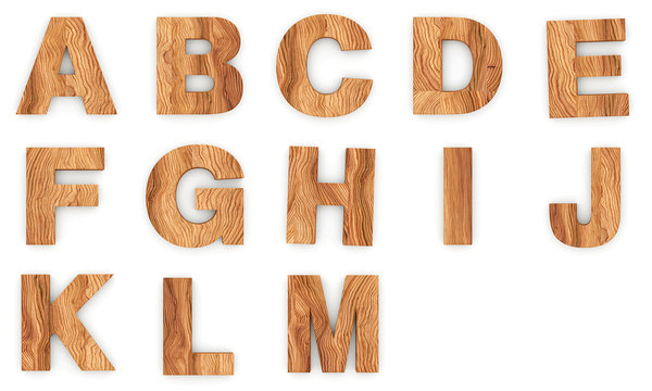 3d Font Wood A - M