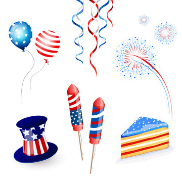Vector illustration of independence day elements