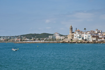 Fototapeta na wymiar Village skyline at Sitges, Spain