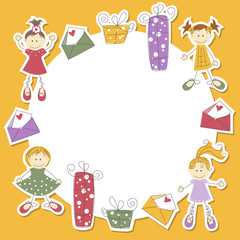 Girl greeting card, vector illustration