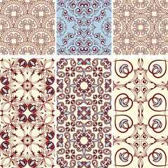 vector six seamless  patterns, oriental style