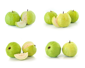 Guavas on white background