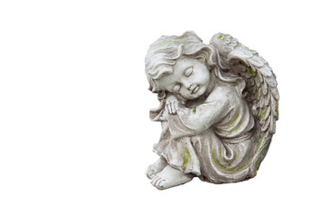 Obraz premium Sculpture of mourning angel isolated on white