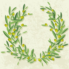Olive wreath in the grunge background.