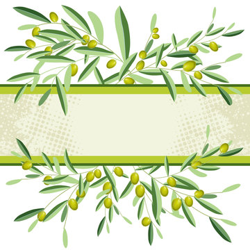 Olive and olive branches with empty copyspace