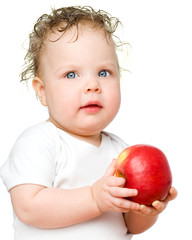 babe with apples