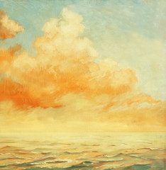 sea landscape with a cloud,  illustration, painting by oil on a - 42732879
