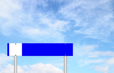 blue sign with blue sky