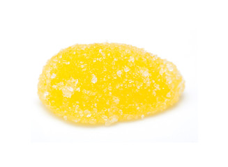 yellow jelly on white background