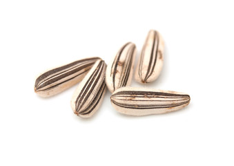Naklejka premium Extreme close-up image of sunflower seeds studio isolated on whi