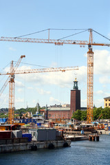 Naklejka premium Construction crane in Stockholm