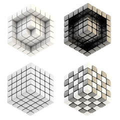 Set of four cube compositions isolated