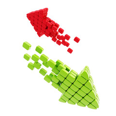 Download upload arrow icon made of cubes