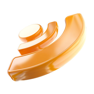 Orange RSS icon glossy emblem isolated