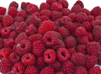 ripe raspberries isolated