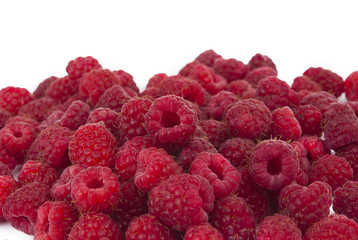 ripe raspberries isolated