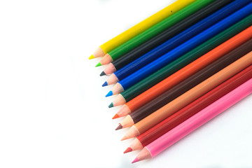 Colour pencils on a white background.