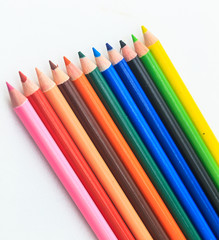 Colour pencils on a white background.