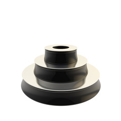 Black three step glossy podium isolated
