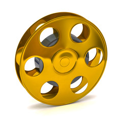 3d illustration of golden film reel