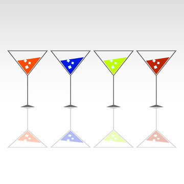 four glasses for drink with ice illustration