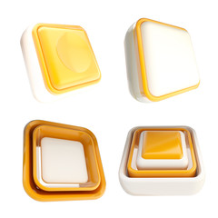 Set of orange template buttons isolated