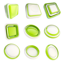 Set of plastic template buttons isolated