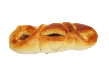 bread with jam on a white background