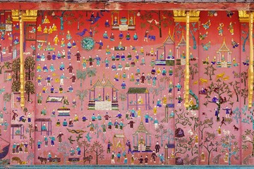 asian glass mosaic paintings