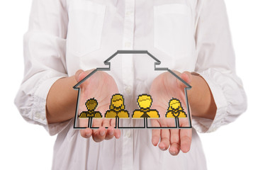 Gold people family icons