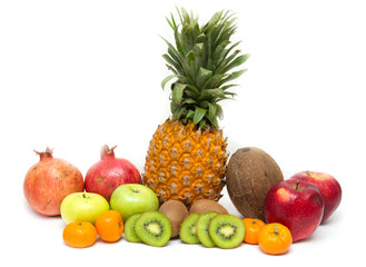 fresh fruit on a white background