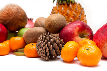 fresh fruit on a white background