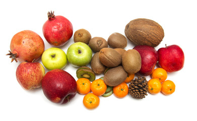 fresh fruit on a white background