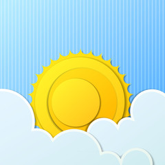 Vector background with sun and clouds
