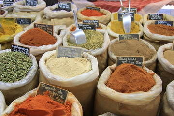 Herbs and spices on a french market