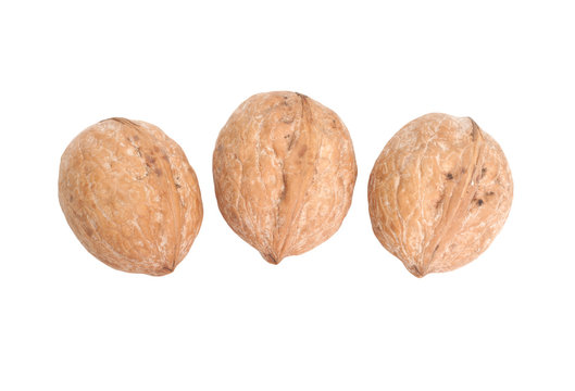 3 nuts isolated on white
