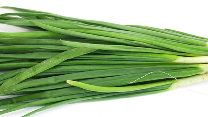 Healthy vegetable green onion isolated white on background