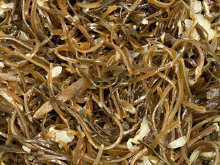 Heap of healthy laminaria close-up.