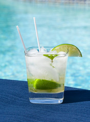 Cocktail Majito on edge by poolside