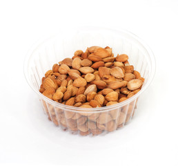 Almonds on white background