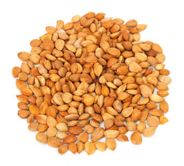 Almonds on white background