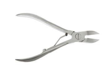 forceps tongs for a manicure on a white background