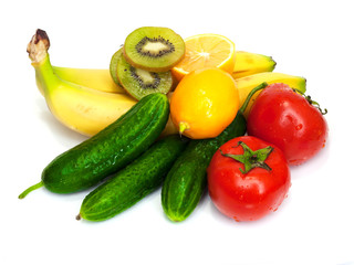 fruits and vegetables isolated on a white background