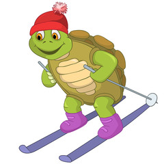 Fototapeta premium Funny Turtle. Skiing.