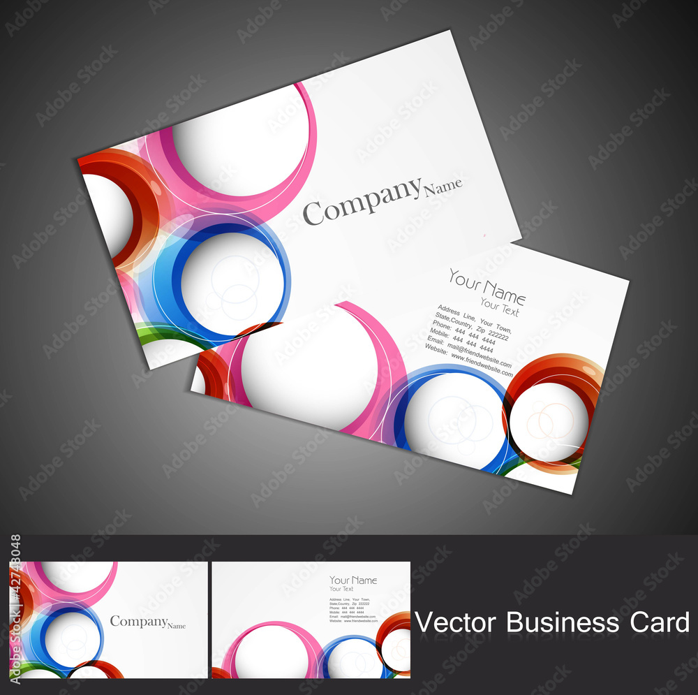 Sticker abstract colorful circle business card set vector