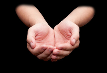 Hands isolated on black background