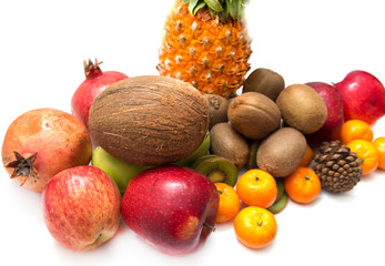fresh fruit on a white background