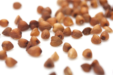 buckwheat on white background. close