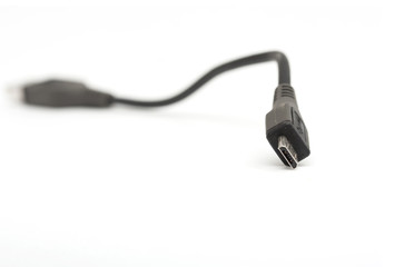 Black cable on white background